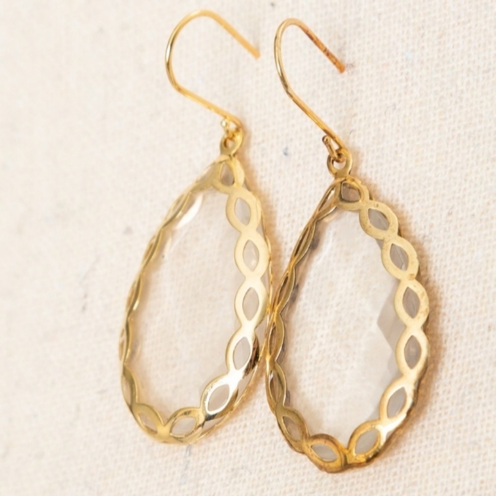 Faceted Clear Quartz Pear Gemstone Earrings - Picture 9 of 16